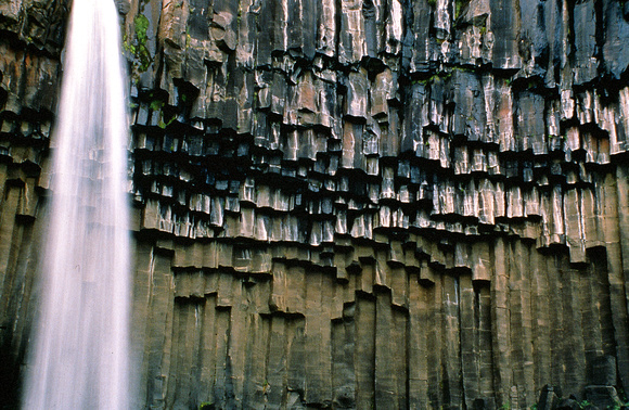 Waterfall and Basalt Rocks, Iceland