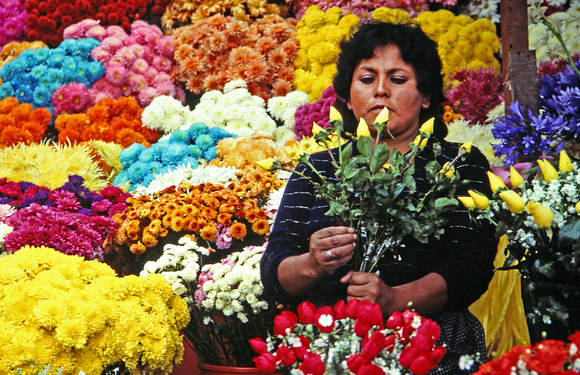 Flower Lady in Market, Lima, Peru